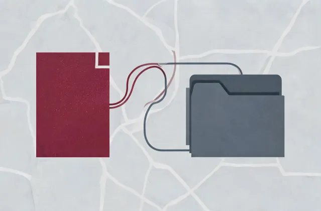 Illustration of a dip powder brief handing off to a quotation folder