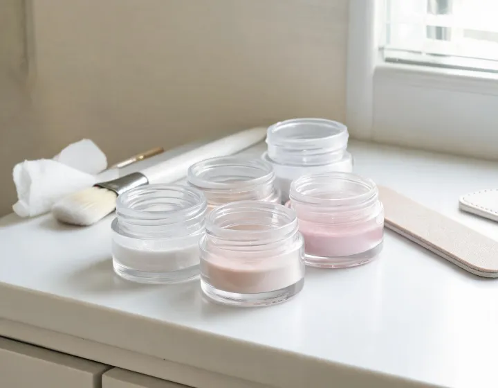 dip powder base coat substitute on a cosmetics bench, illustration only
